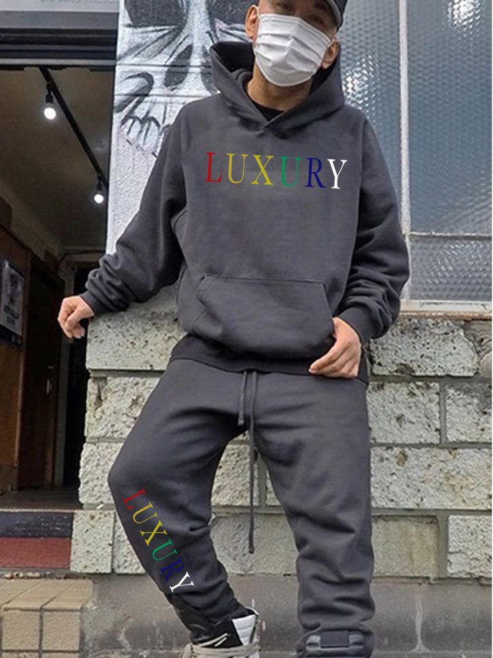 Men's sporty hoodie set and joggers with Lune London trendy lettering