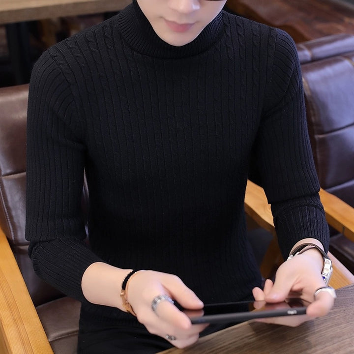 Women's knitted sweater with high collar and ribbed pattern Lune London