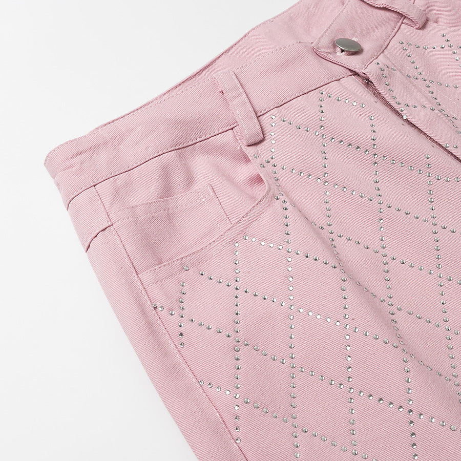 High-waisted carrot pants for women with textured pattern Lune London