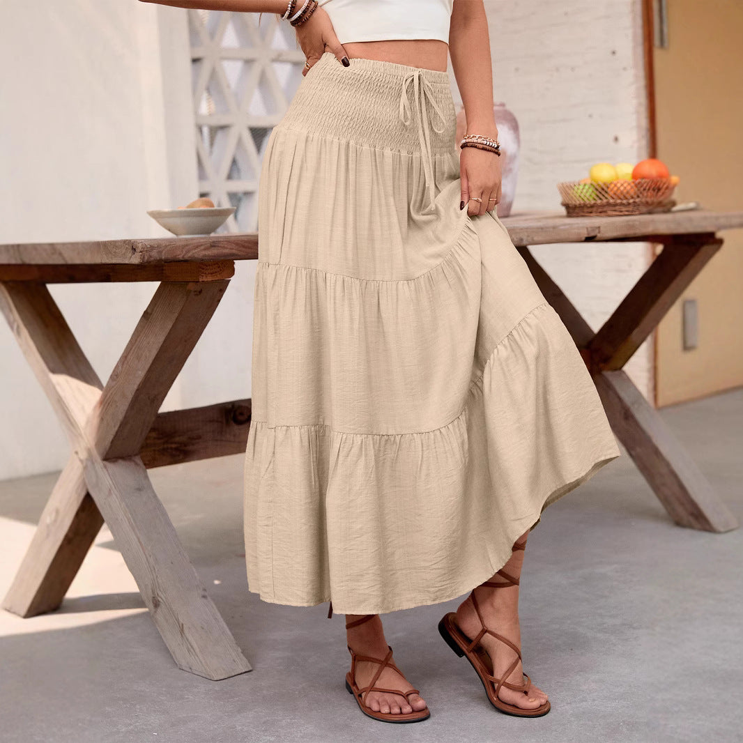 Maxi ruffle skirt for women with adjustable drawstring Lune London