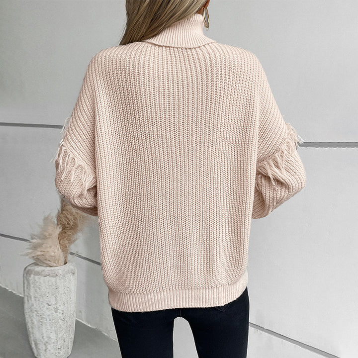 Knit sweater for women with high collar and cable pattern Lune London