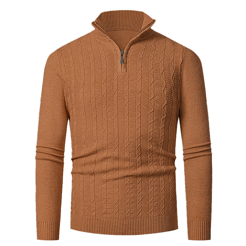 Men's knitted sweater with high collar and lovely cable knit design Lune London
