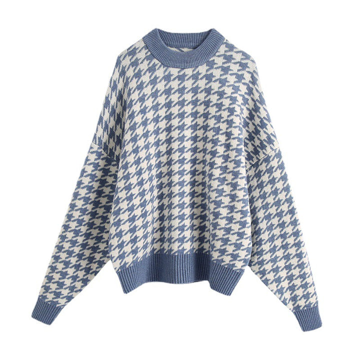 Sweater en tricot oversize pour femmes avec motif à carreaux Chic & Stil