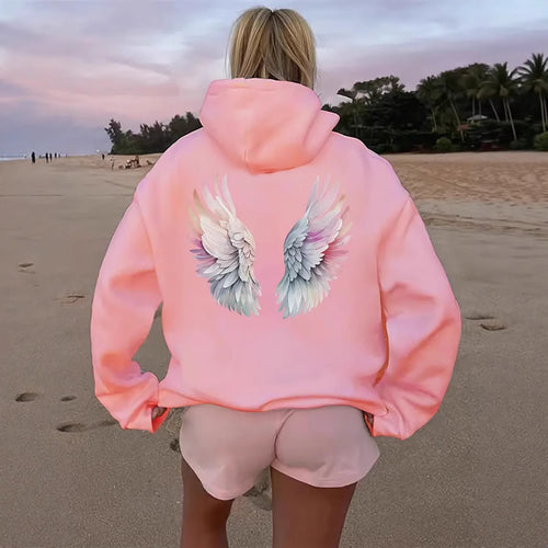 Women's hoodie sweatshirt with imaginative wing motif Chic & Stil