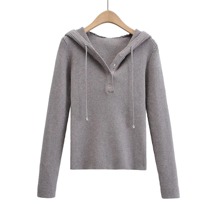 Casual knit sweater for women with hood and buttons Lune London