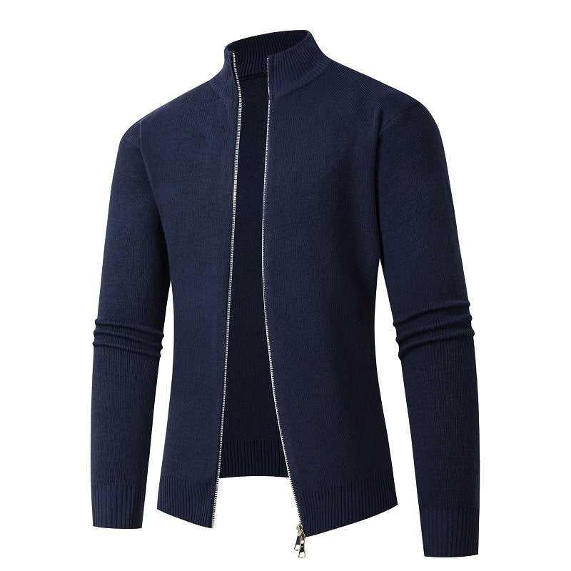 Knitted men's jacket with high collar and zipper Lune London