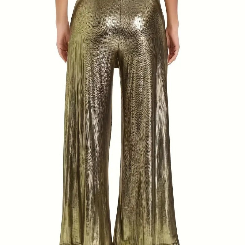 Elegant pleated pants for women with a glossy finish Lune London