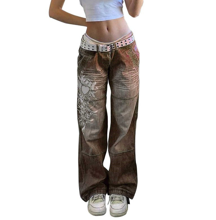 Women's wide jeans with unique graphic design Lune London
