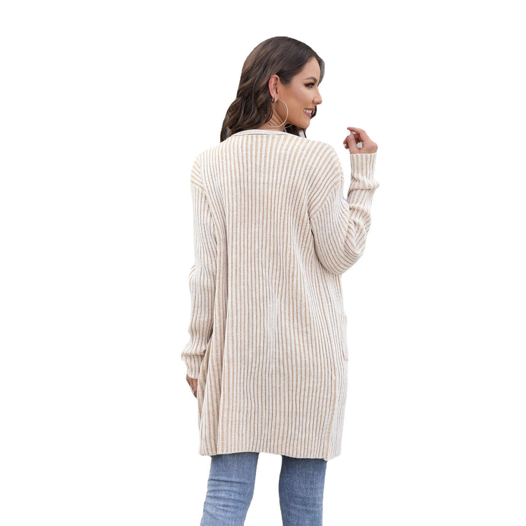 Casual knitted cardigan for women with continuous button placket and practical pockets Lune London