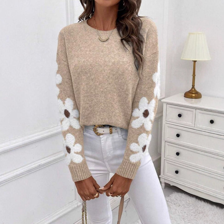 Pull féminin avec motif floral et jersey texturé Chic & Stil