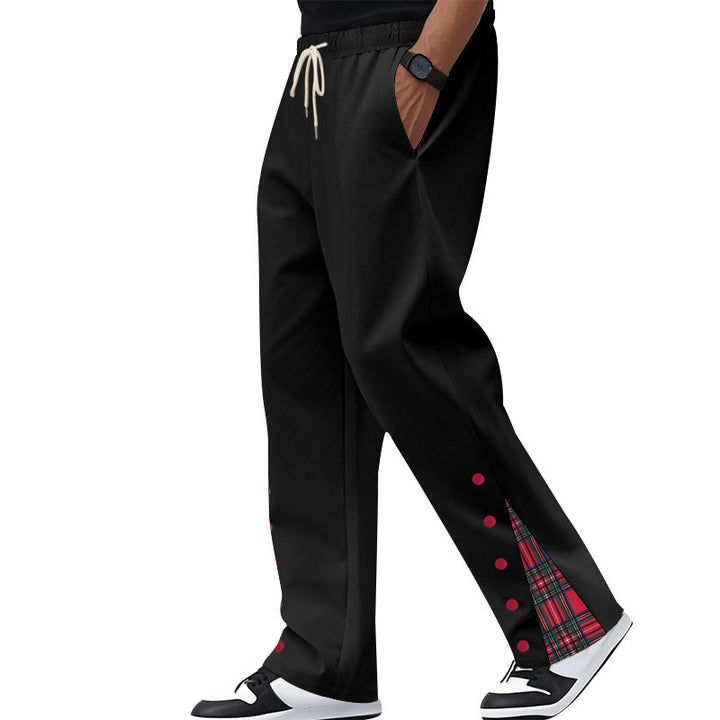Comfortable casual pants for men with snap buttons on the sides and stylish plaid design Lune London