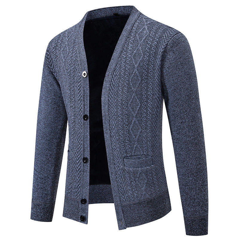 Men's knitted jacket with textured design and button closure Lune London