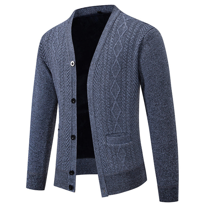Men's knitted jacket with textured design and button closure Lune London