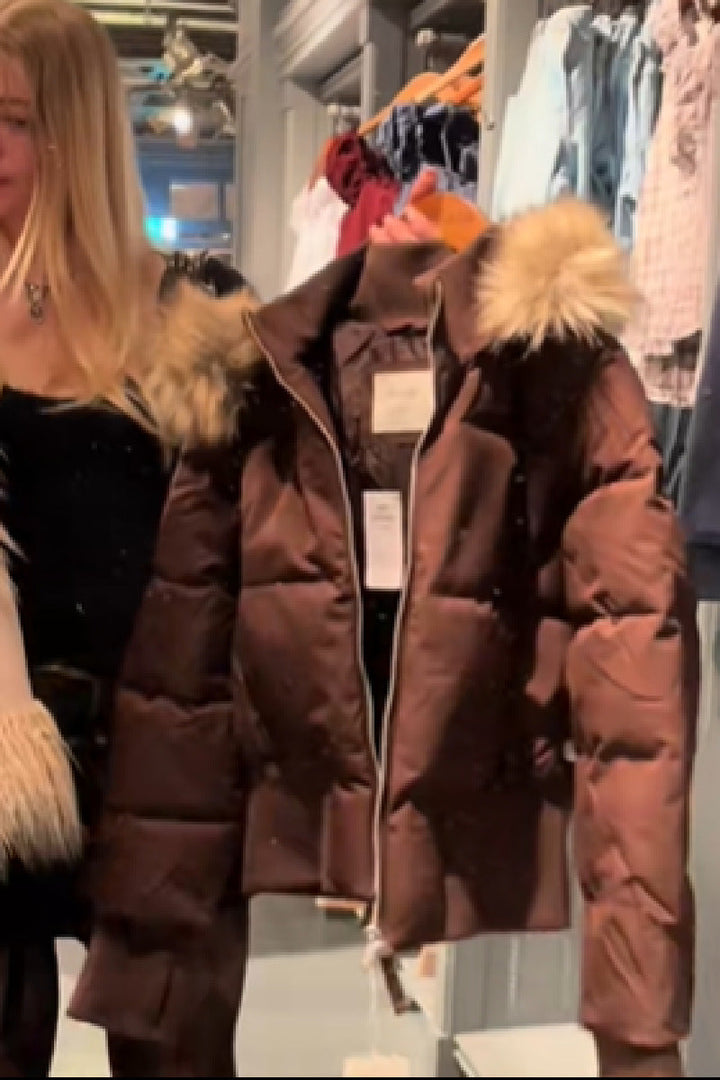 Women's Quilted Winter Jacket with Removable Hood and Elastic Cuffs Lune London