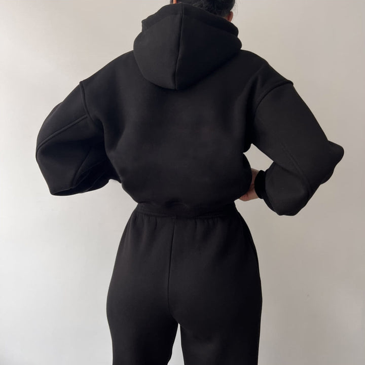 Casual cropped hoodie and jogger set for women Lune London