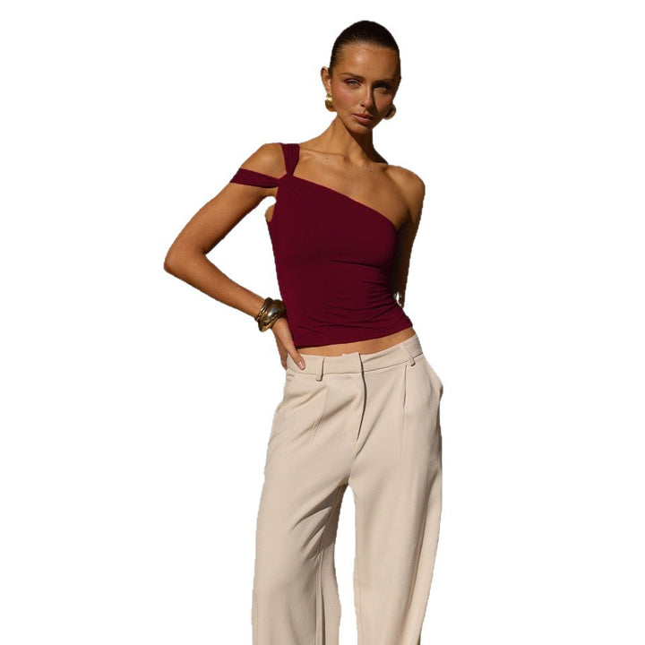 Ladies Top with Asymmetrical Shoulders Lune London