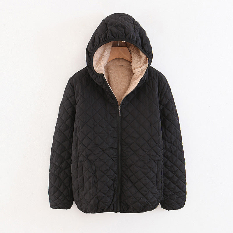 Ladies quilted winter coat with cozy lining and hood Lune London