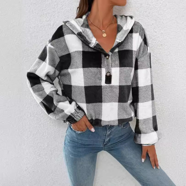 Ladies Chic and Stylish Checkered Hoodie