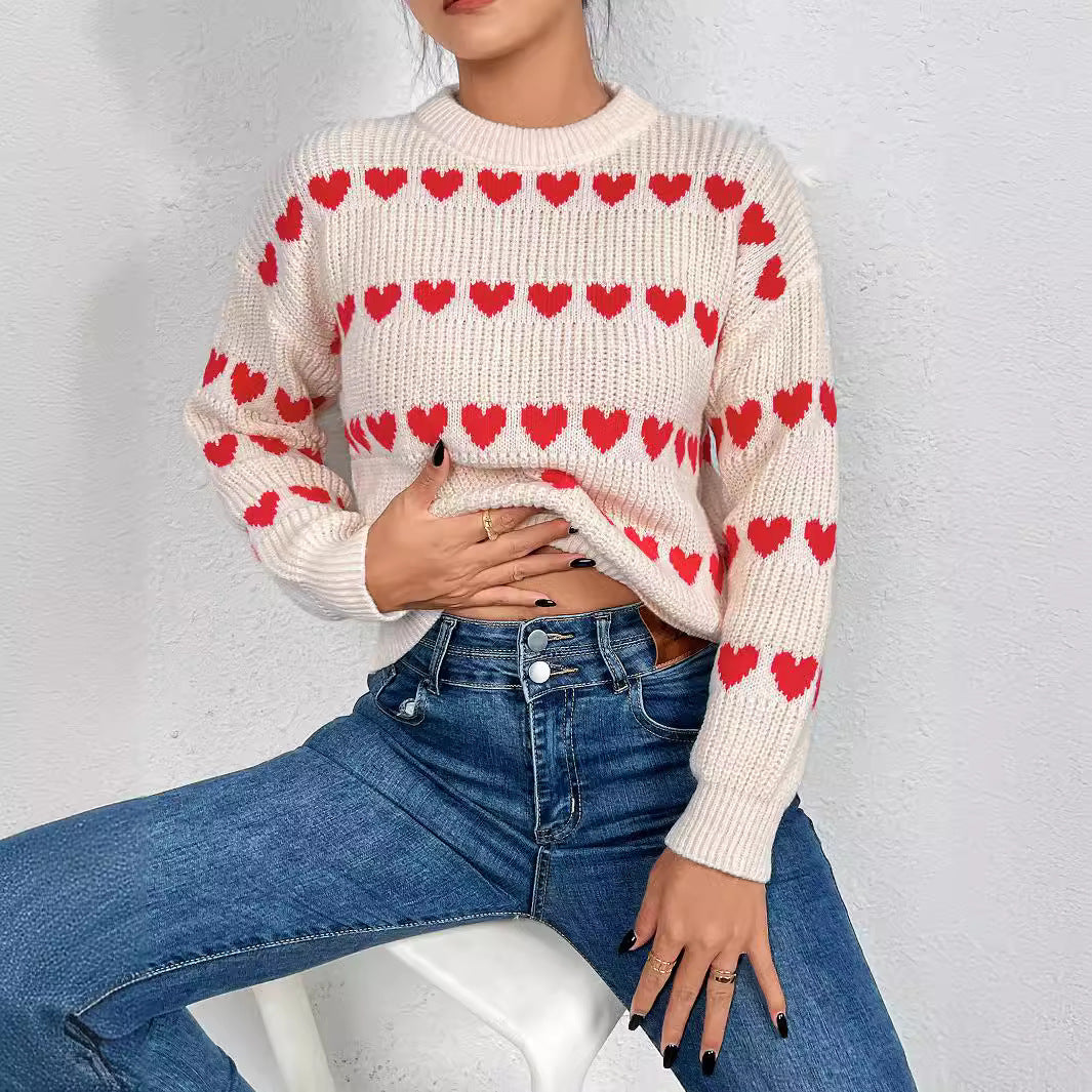 Knit sweater for women with heart pattern Lune London