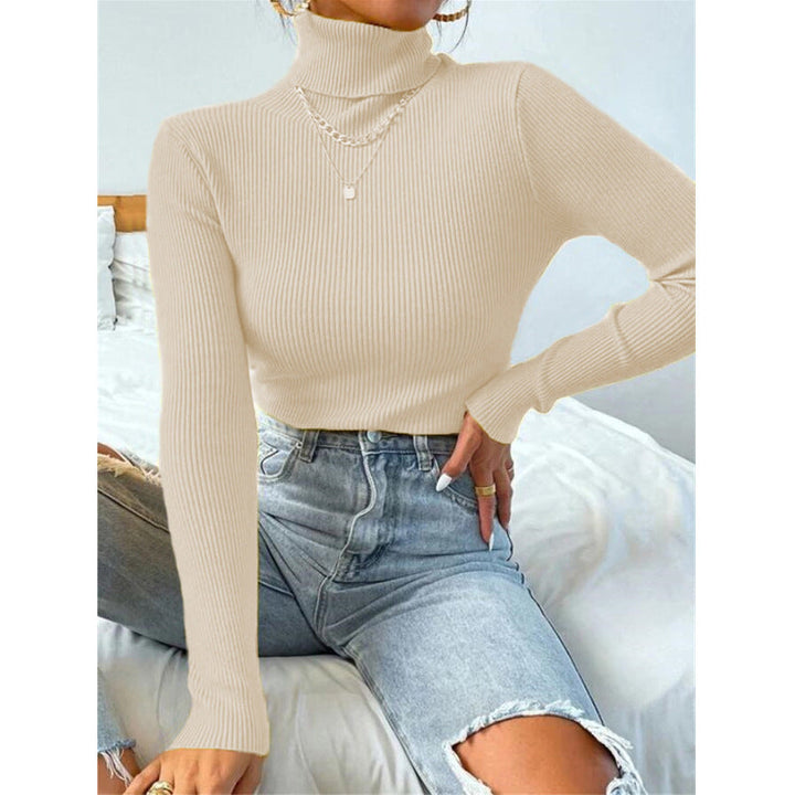 Women's Elegant Turtleneck Sweater with Fine Ribbed Texture Lune London