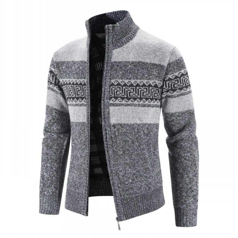Men's knit jacket with high collar and attractive patterns Lune London
