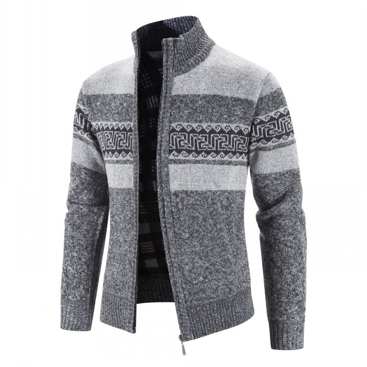 Men's knit jacket with high collar and attractive patterns Lune London