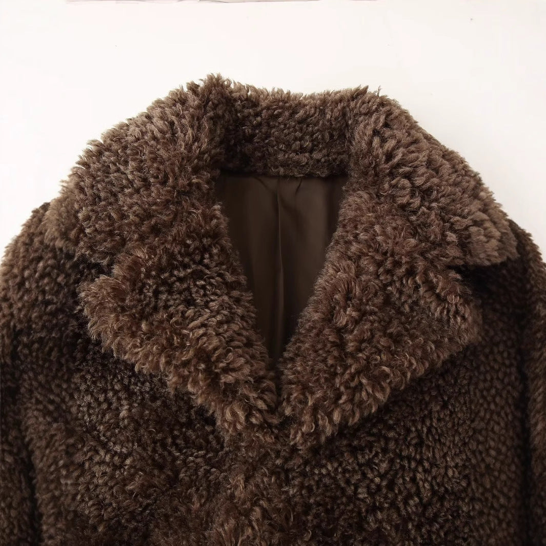 Women’s plush jacket with soft synthetic fur and stylish collar Lune London