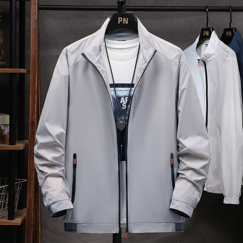 Lightweight transitional jacket for men waterproof with practical zip pockets Lune London