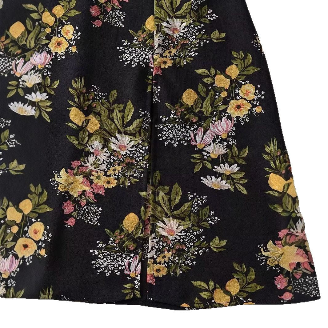 Maxi dress for women with floral design and thin spaghetti straps Lune London