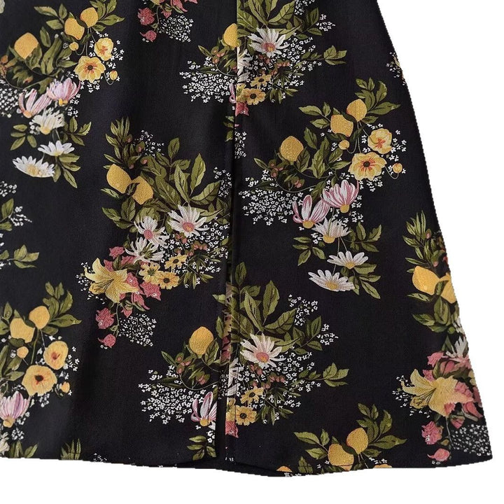 Maxi dress for women with floral design and thin spaghetti straps Lune London