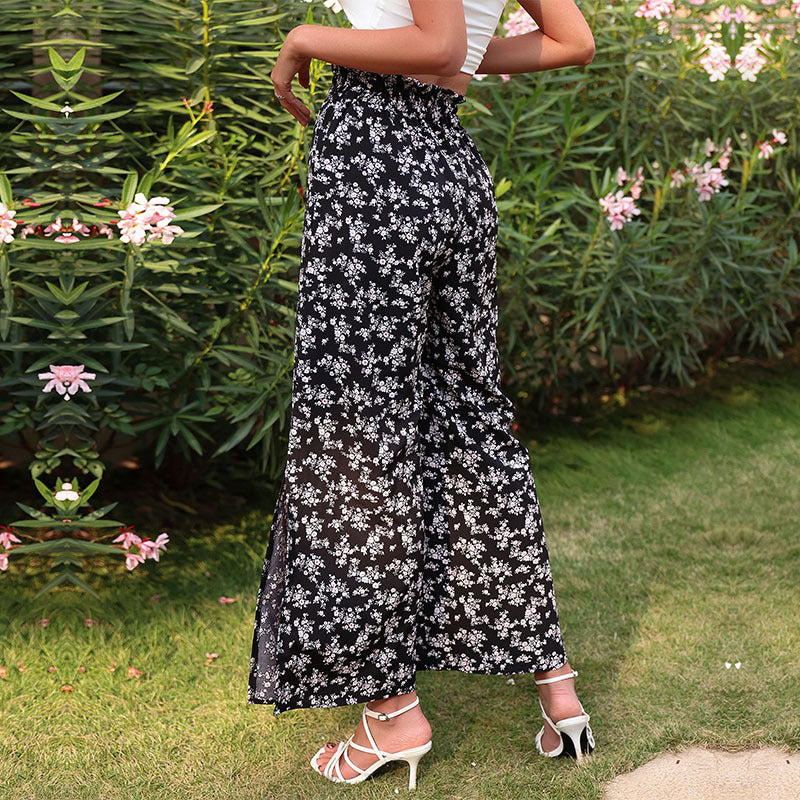Lune London Wide Leg Floral Print Pants for Women