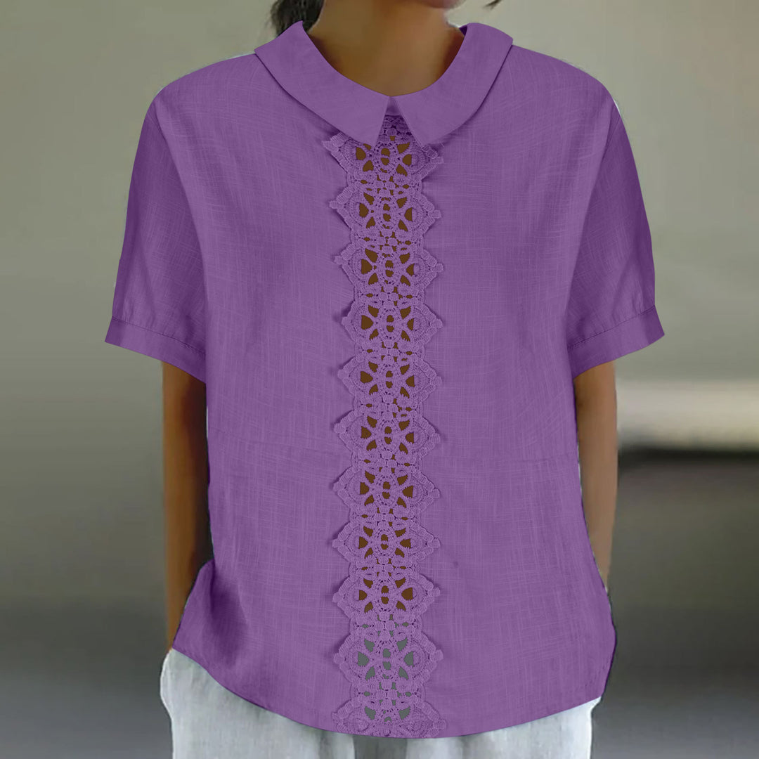 Short sleeve blouse for women with lace insert Lune London