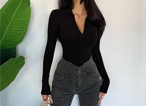 Women Long Sleeve Polo with Textured Knit Design Lune London