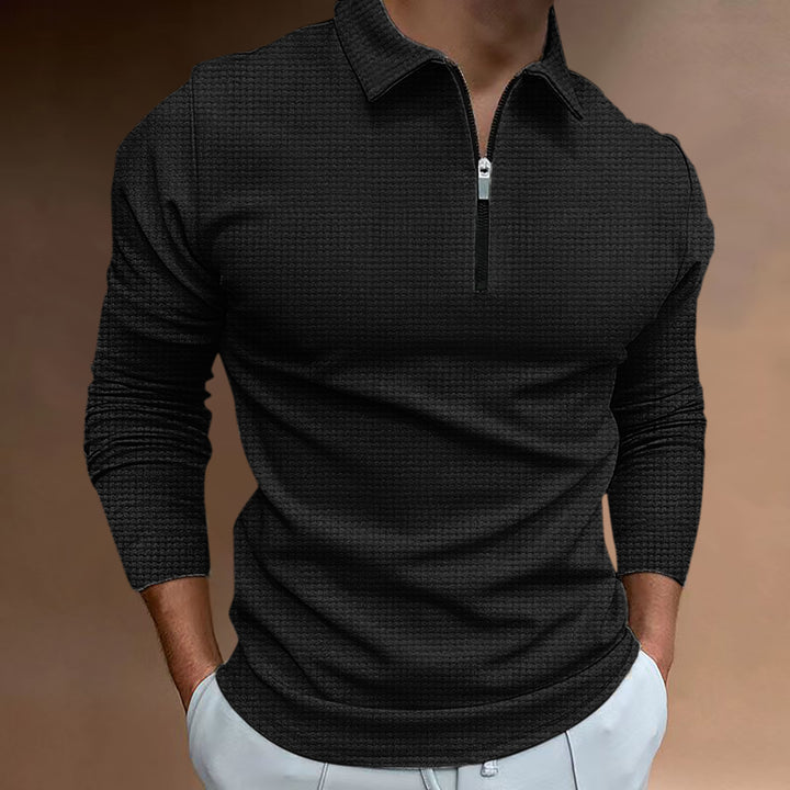 Structured long sleeve shirt for men with zipper and high collar Lune London