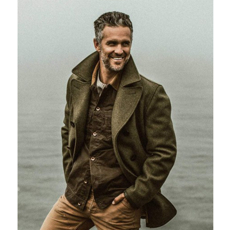Elegant wool coat for men with double-breasted buttons and soft inner lining Lune London