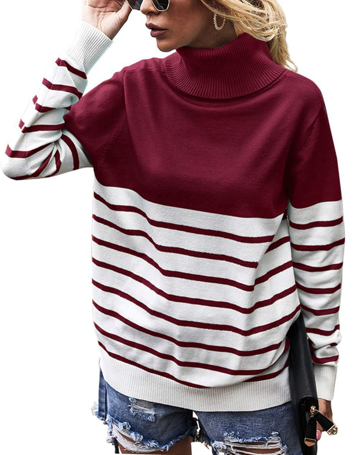 Comfortable turtleneck sweater for ladies with striped pattern Lune London