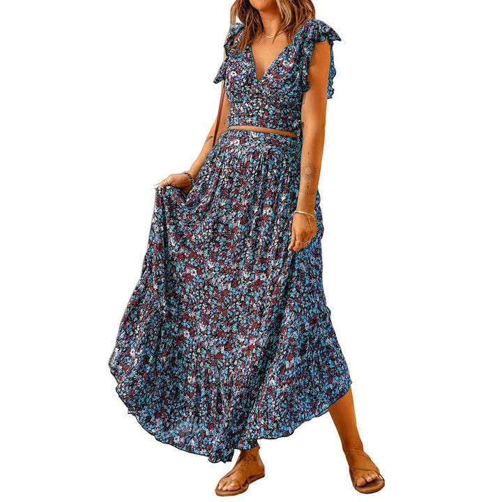 Maxi dress for women with floral design and delicate gathered details Lune London