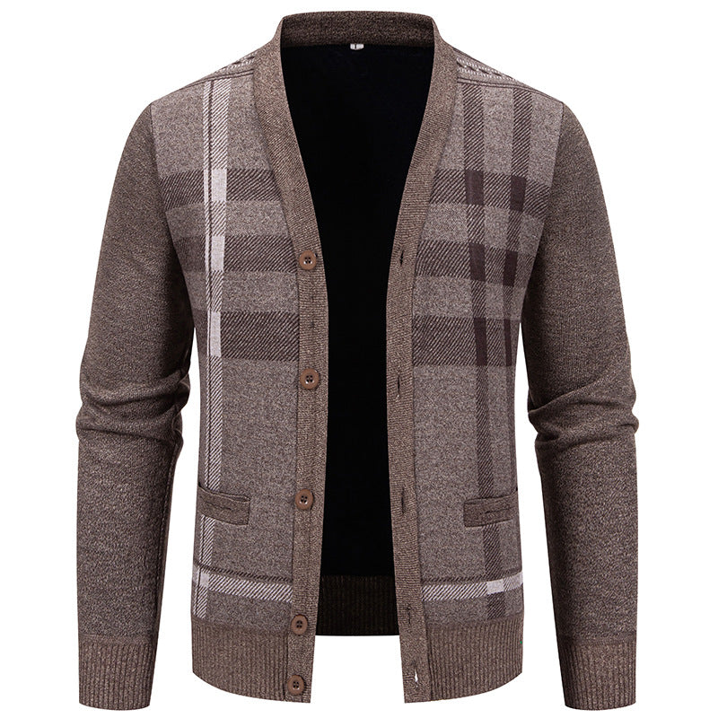 Men's knit jacket with a trendy plaid pattern and practical buttons Lune London