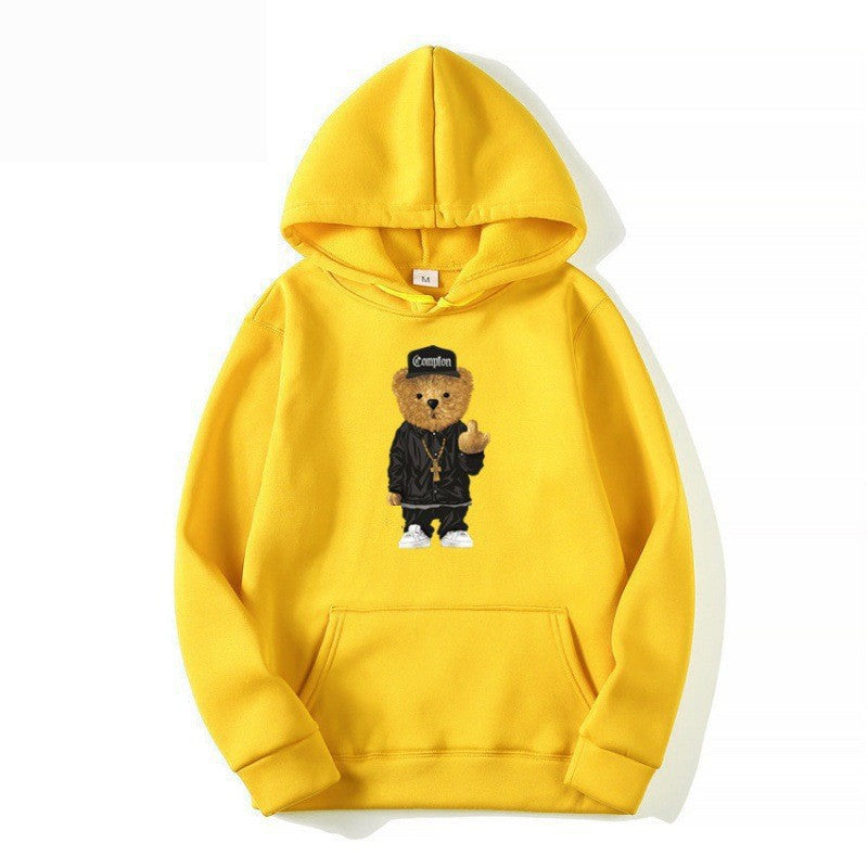 Women’s hoodie with artistic bear design and kangaroo pocket Chic & Stil