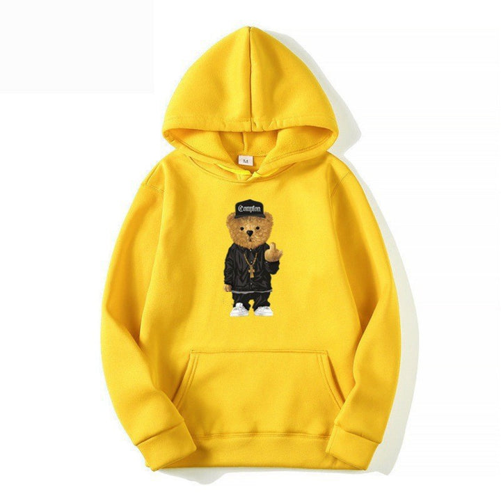 Women’s hoodie with artistic bear design and kangaroo pocket Chic & Stil