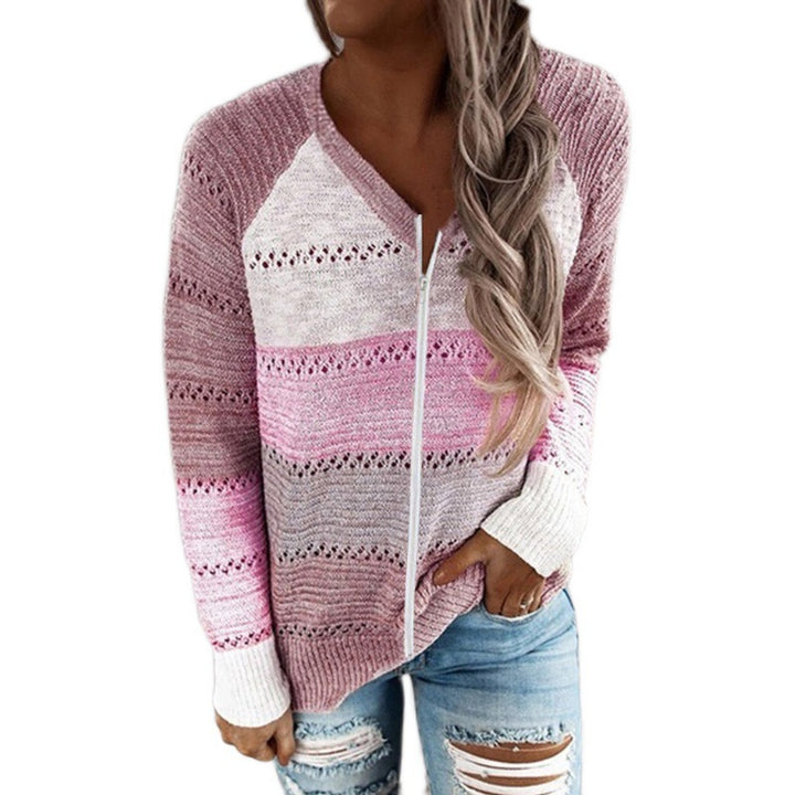 Pullover en tricot pour femme avec zip et détails en côtes aérées Chic & Stil
