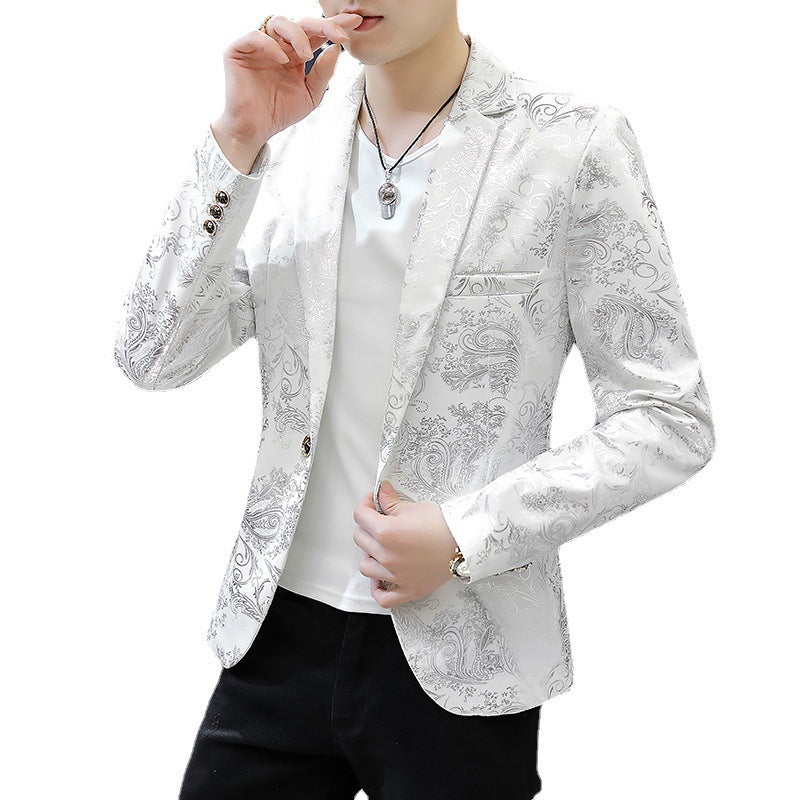 Men's Elegant Smoking Jacket with Floral Jacquard Pattern Lune London