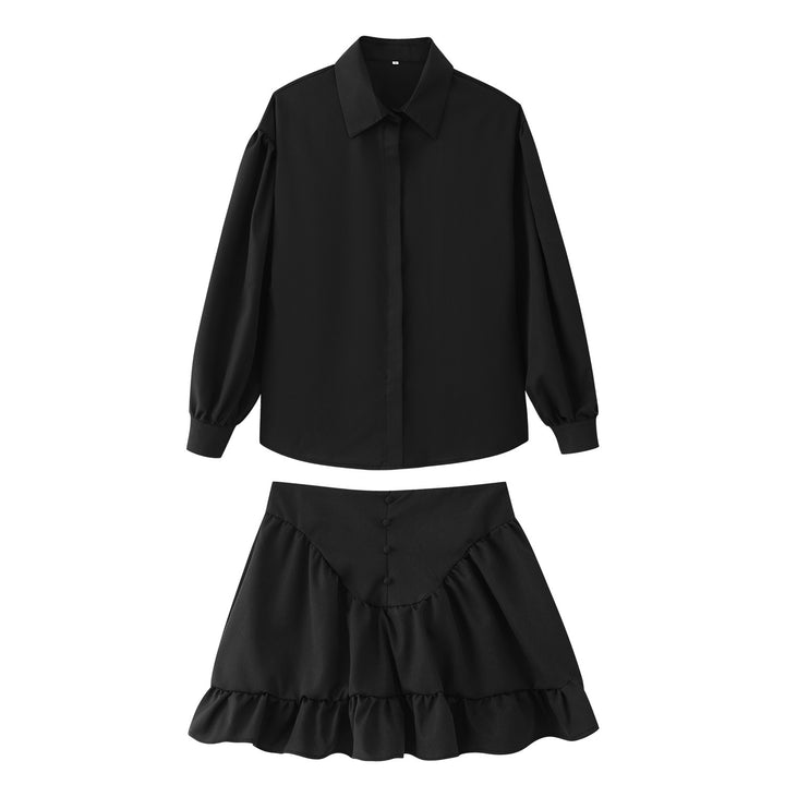 Women's set consisting of an elegant puff sleeve blouse and a flared skirt Lune London