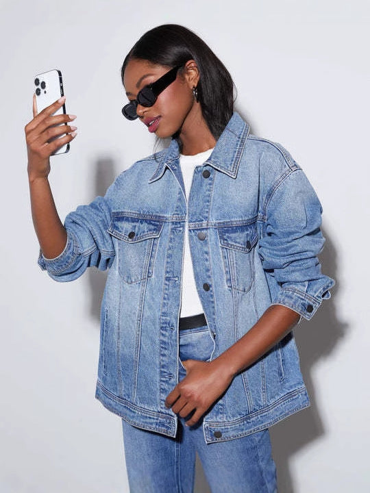 Chic & Stil Oversized Denim Jacket for Women