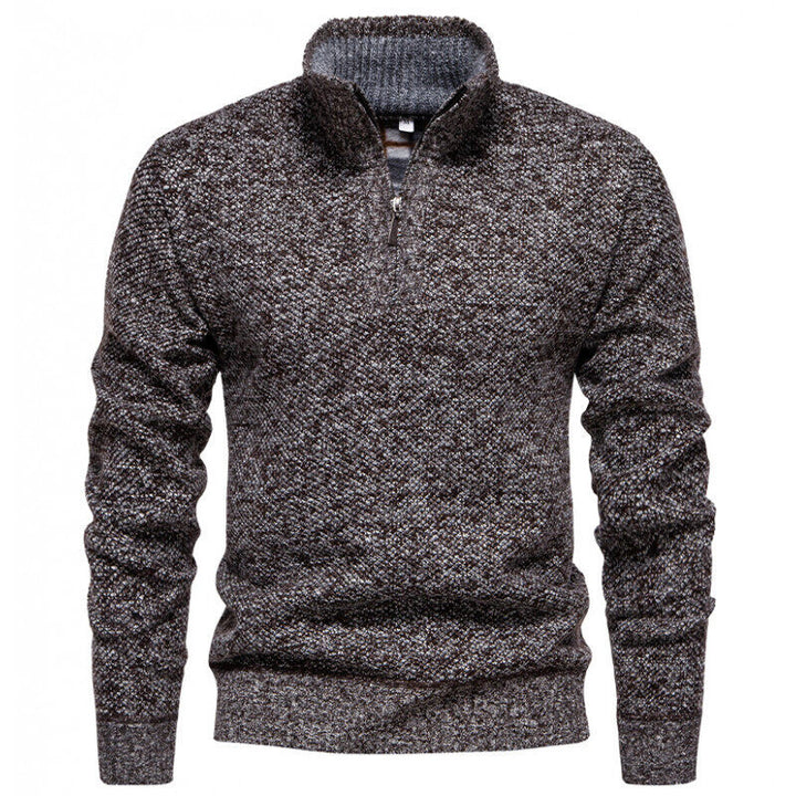 Men's High-Quality Pullover with High Collar and Zip Lune London