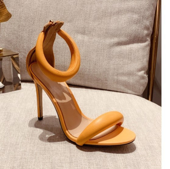 Ladies High Heel Strap Sandals with Anklet Strap Lune London