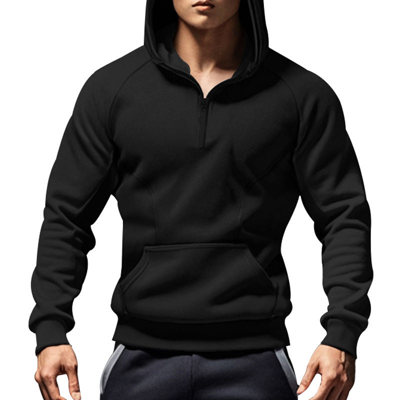 Men's sweater with half-zip and practical kangaroo pocket Lune London
