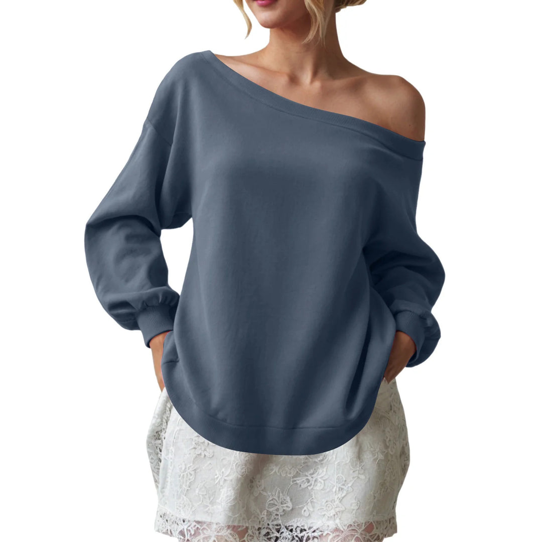 Ladies Creative Oversized Sweatshirt with Chic and Stylish Shoulder Details