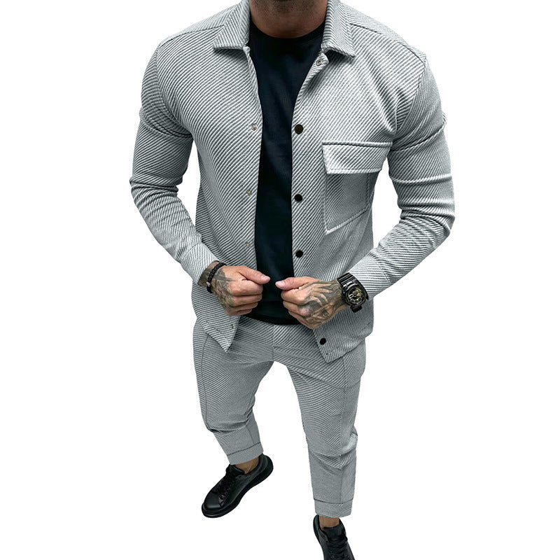 Fashionable casual set for men with a textured top and elastic pants Lune London