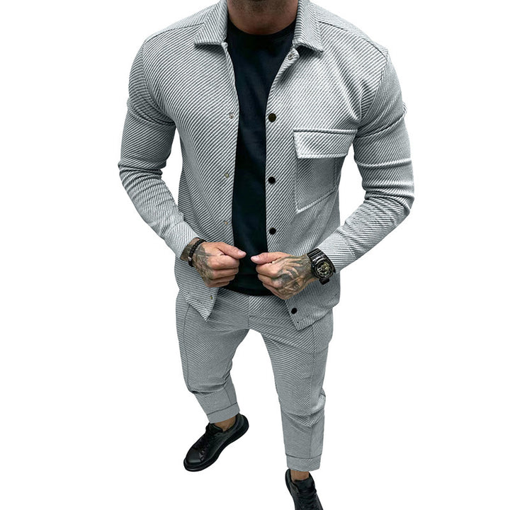 Fashionable casual set for men with a textured top and elastic pants Lune London